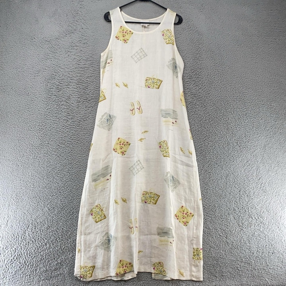 Hot Cotton Marc Ware Slip Dress Womens Small Linen Maxi Sundress Beachy Travel